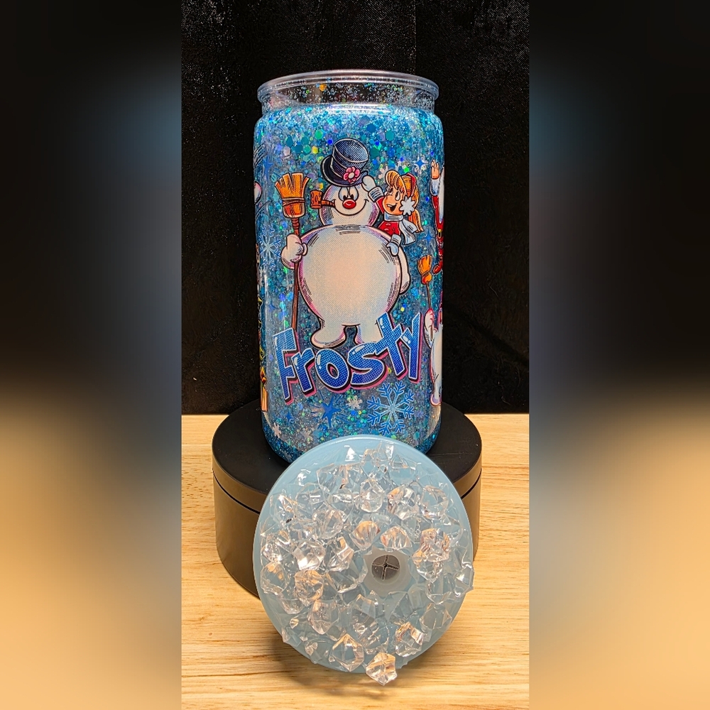 16oz Frosty the Snowman Glitter Tumbler